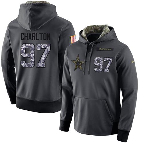 NFL Men's Nike Dallas Cowboys #97 Taco Charlton Stitched Black Anthracite Salute to Service Player Performance Hoodie - Click Image to Close